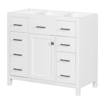 36 inch White Bathroom Vanity with 6 Drawers Cabinet Only