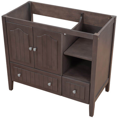 36 inch brown bathroom vanity cabinet with spacious storage