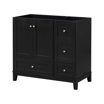 36-inch black bathroom vanity with integrated USB charging ports