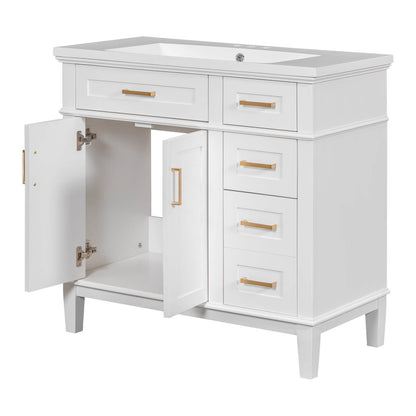 36-inch vanity with three drawers and cabinet doors