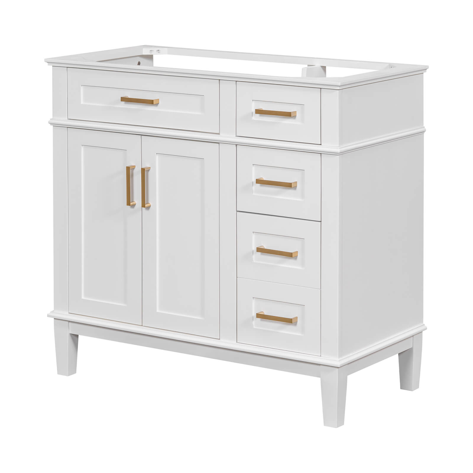 36 inch White Solid Wood Bathroom Vanity Without Tops