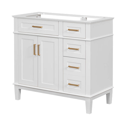 36 inch White Solid Wood Bathroom Vanity Without Tops