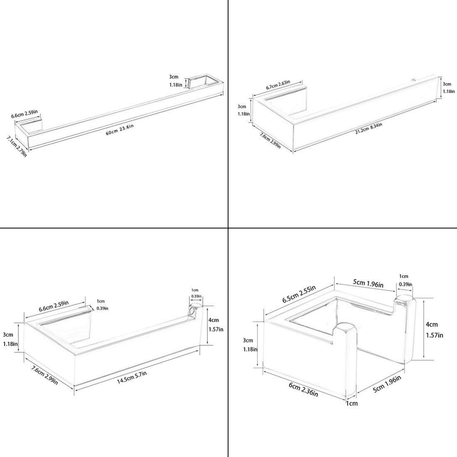 4-Piece Adjustable Bathroom Towel Rack Kit