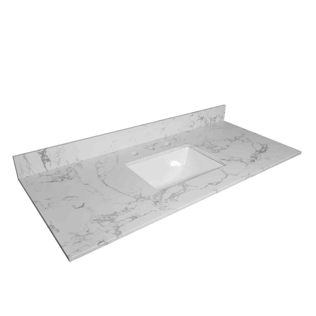 43 in x 22 in Carrara Marble Vanity Top with 3 Faucet Holes