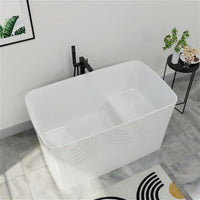 Mokleba 47" Acrylic Freestanding Japanese Soaking Bathtub with Built-in Seat Glossy White