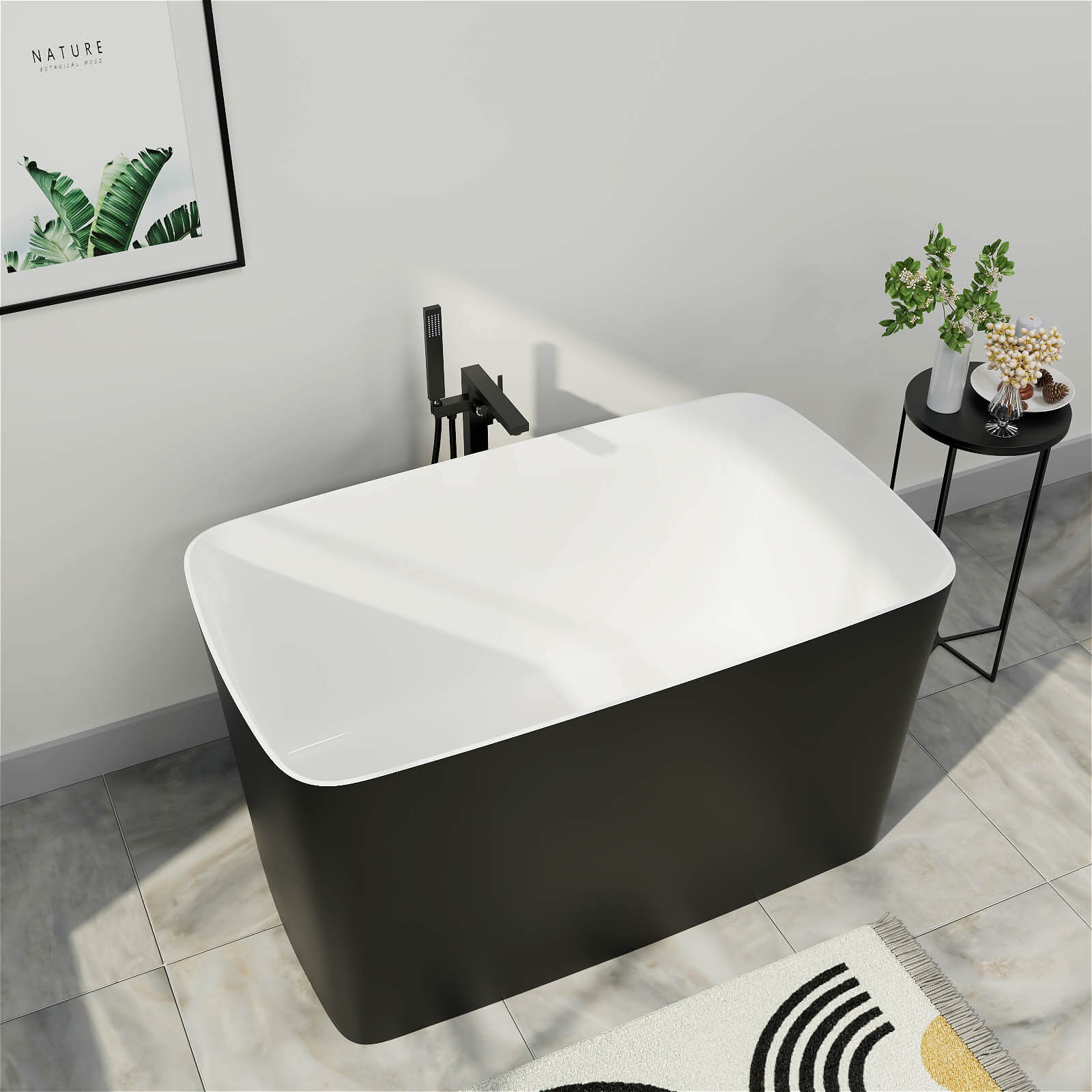 47 inch Modern Acrylic Small Freestanding Soaking Bathtub