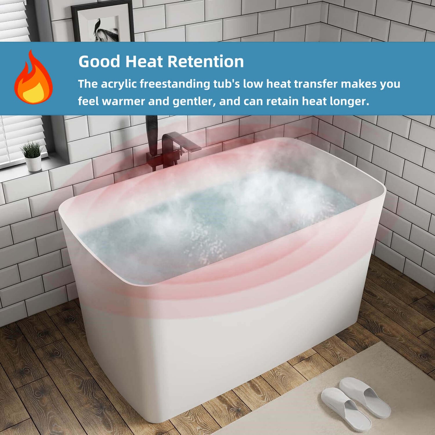 49 inch Acrylic Bathtub with Integral Seat for Ultimate Thermal Insulation