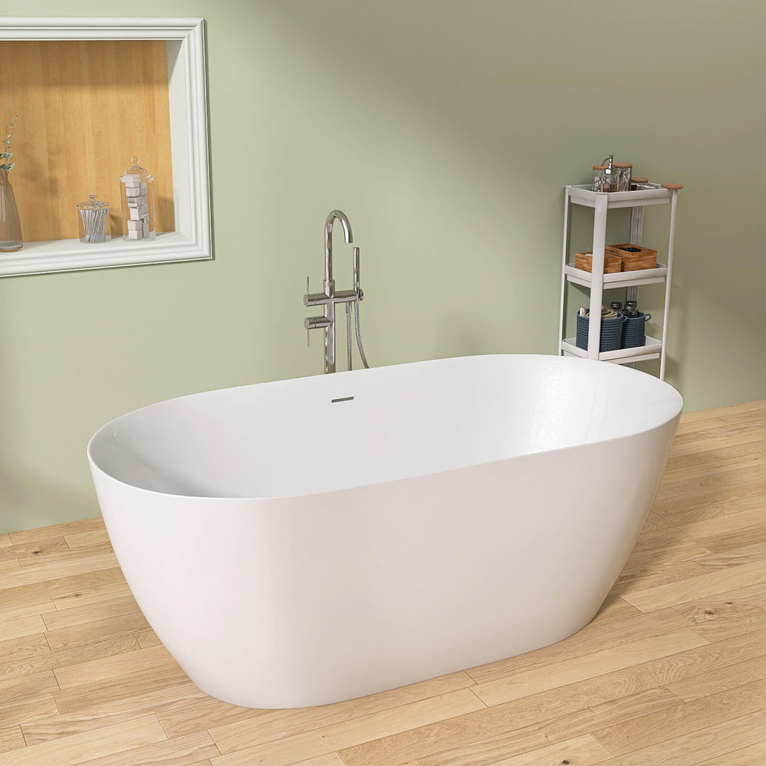 51 Inch Gloss White Acrylic Freestanding Soaking Tub
