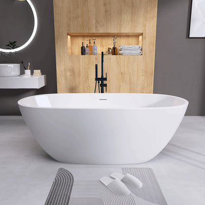 55 in Matte White Oval Bathtub