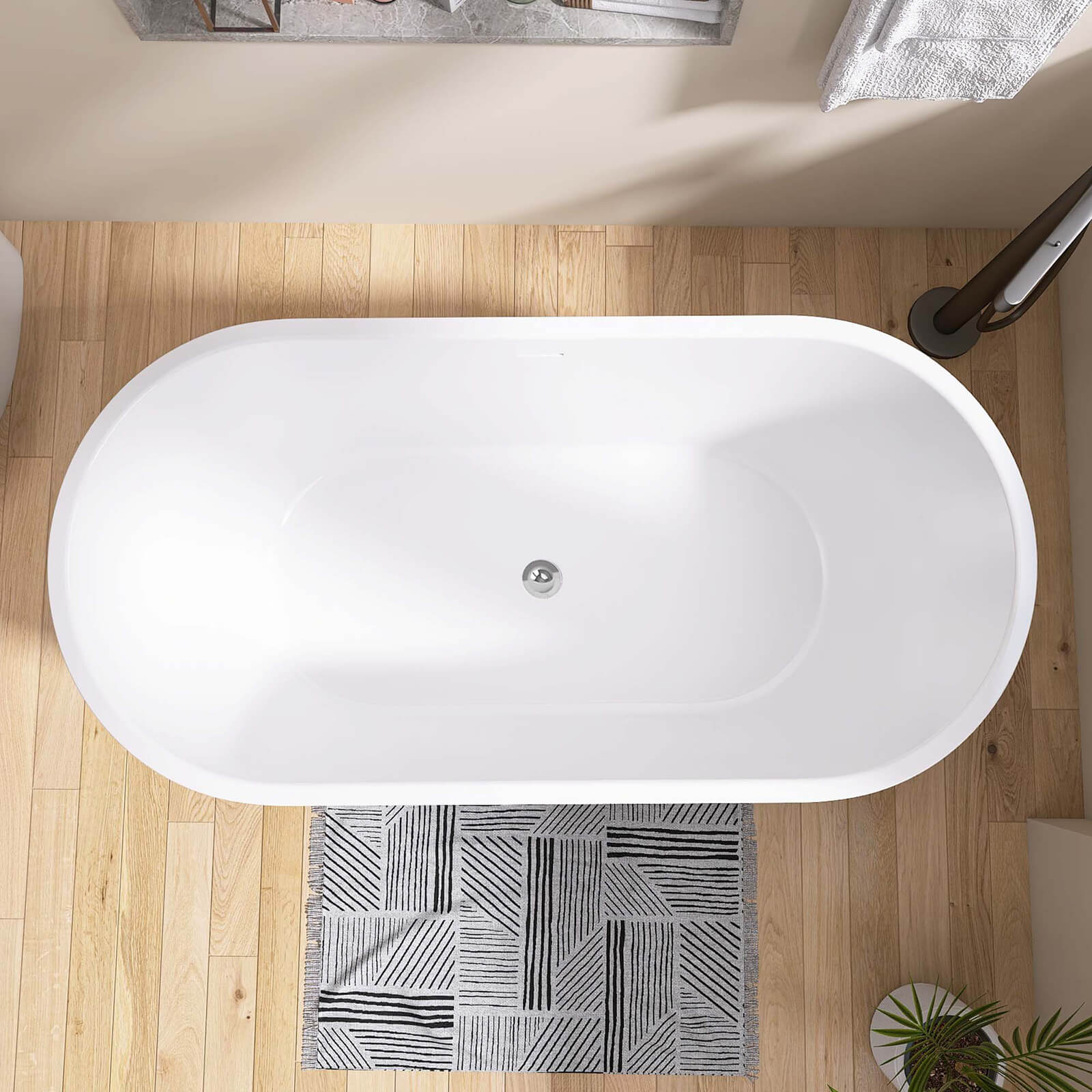 55 inch Flat Bottom tub with Ergonomic backrest