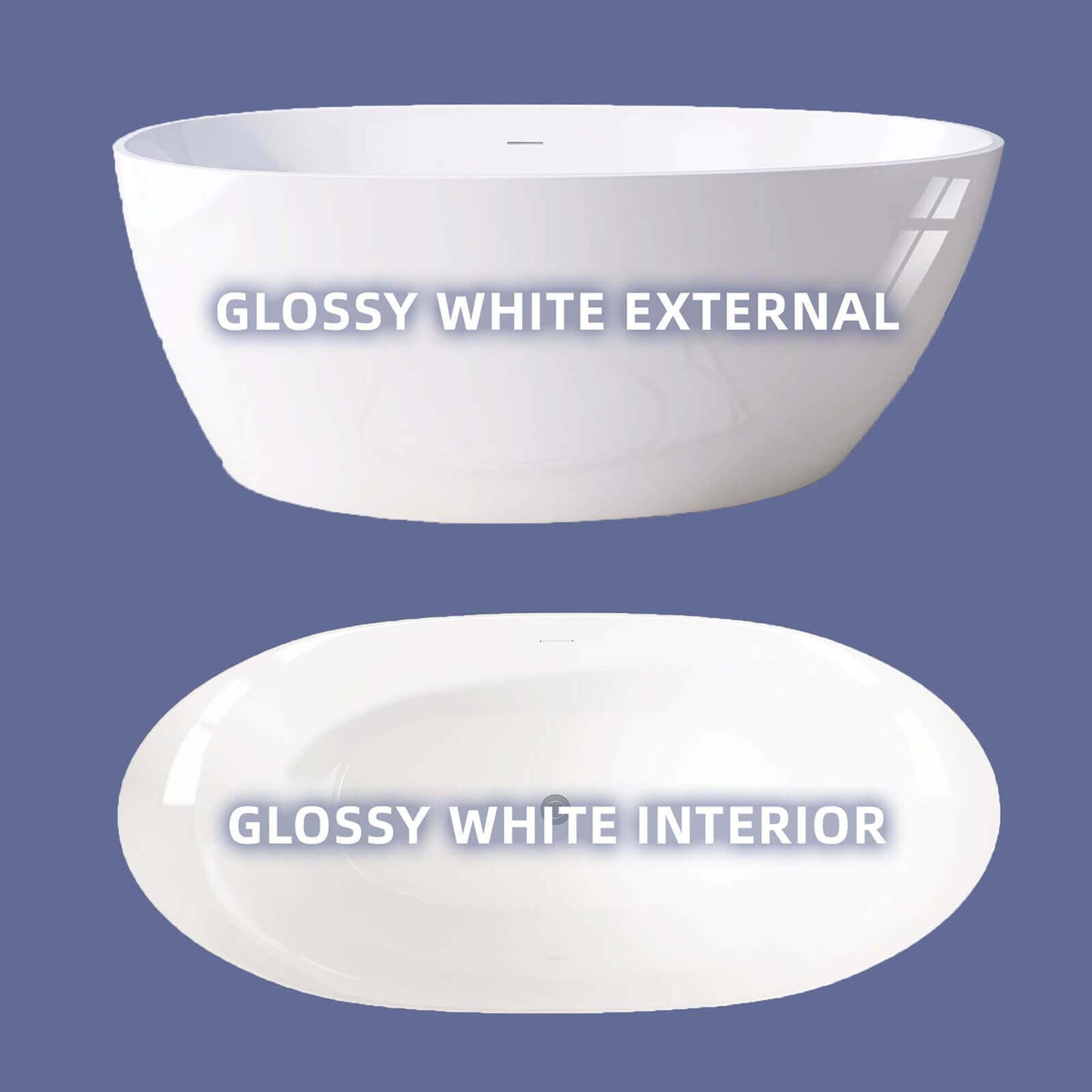 55 inch glossy white acrylic free standing bathtub color difference comparison between the inner and outer tubs