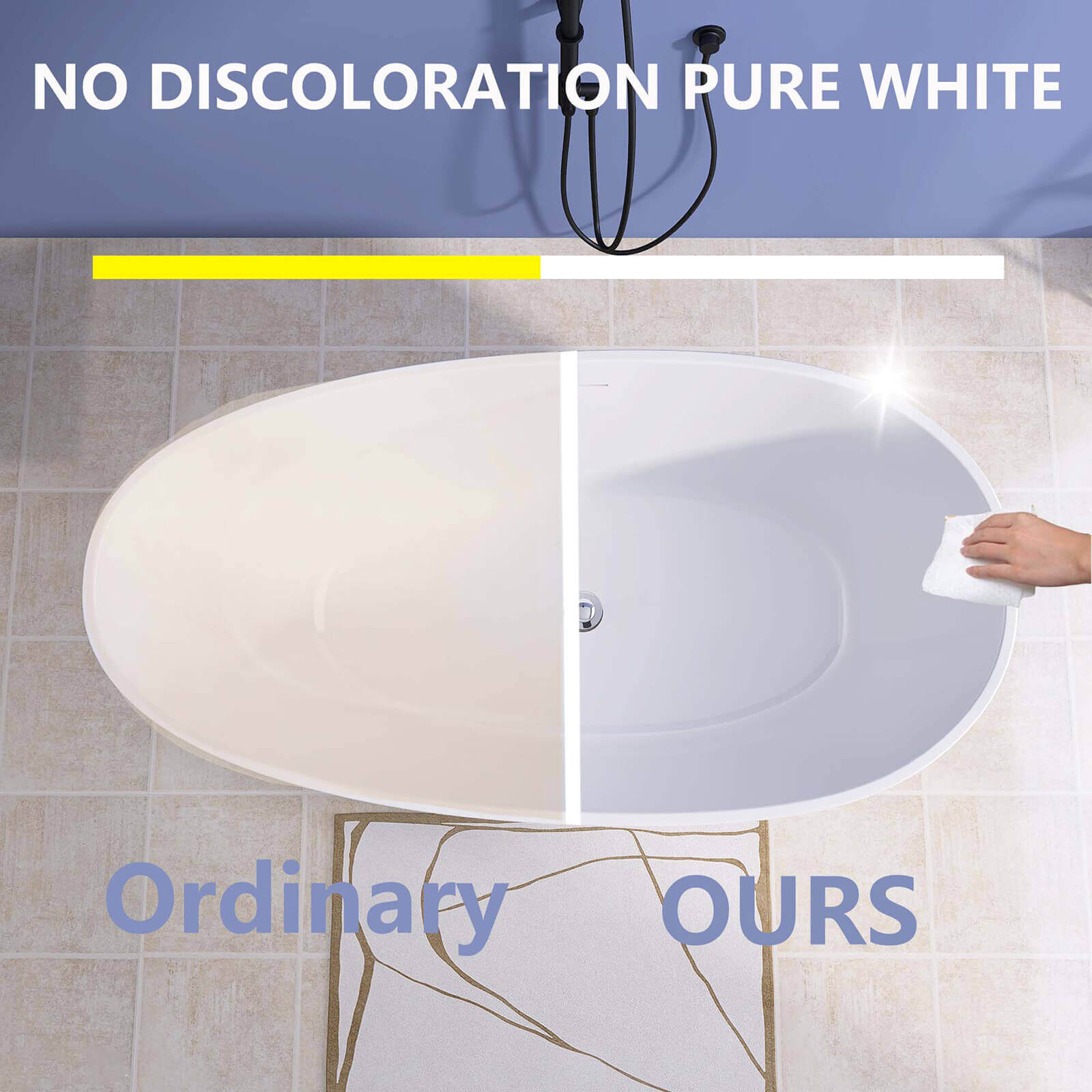 55 inch glossy white acrylic freestanding bathtub cleaning effect comparison chart
