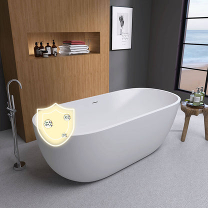 55 inch matte white oval bathtub with antibacterial effect