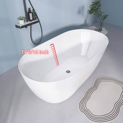 59-Inch Anti-Clog Classic Oval Acrylic Tub Over flow from Bottom