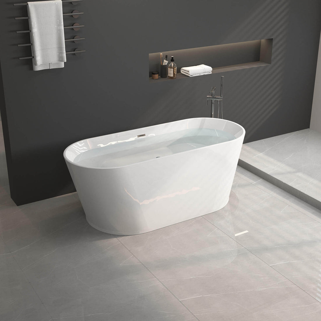 59 inch non porous acrylic bathtub freestanding design