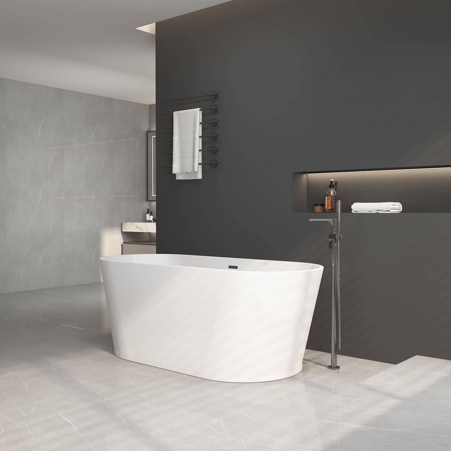 59 inch non porous acrylic bathtub in timeless design