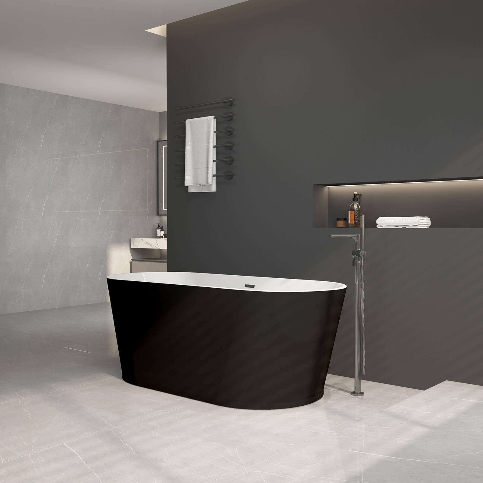 59 inch stain-resistant non-porous acrylic bathtub