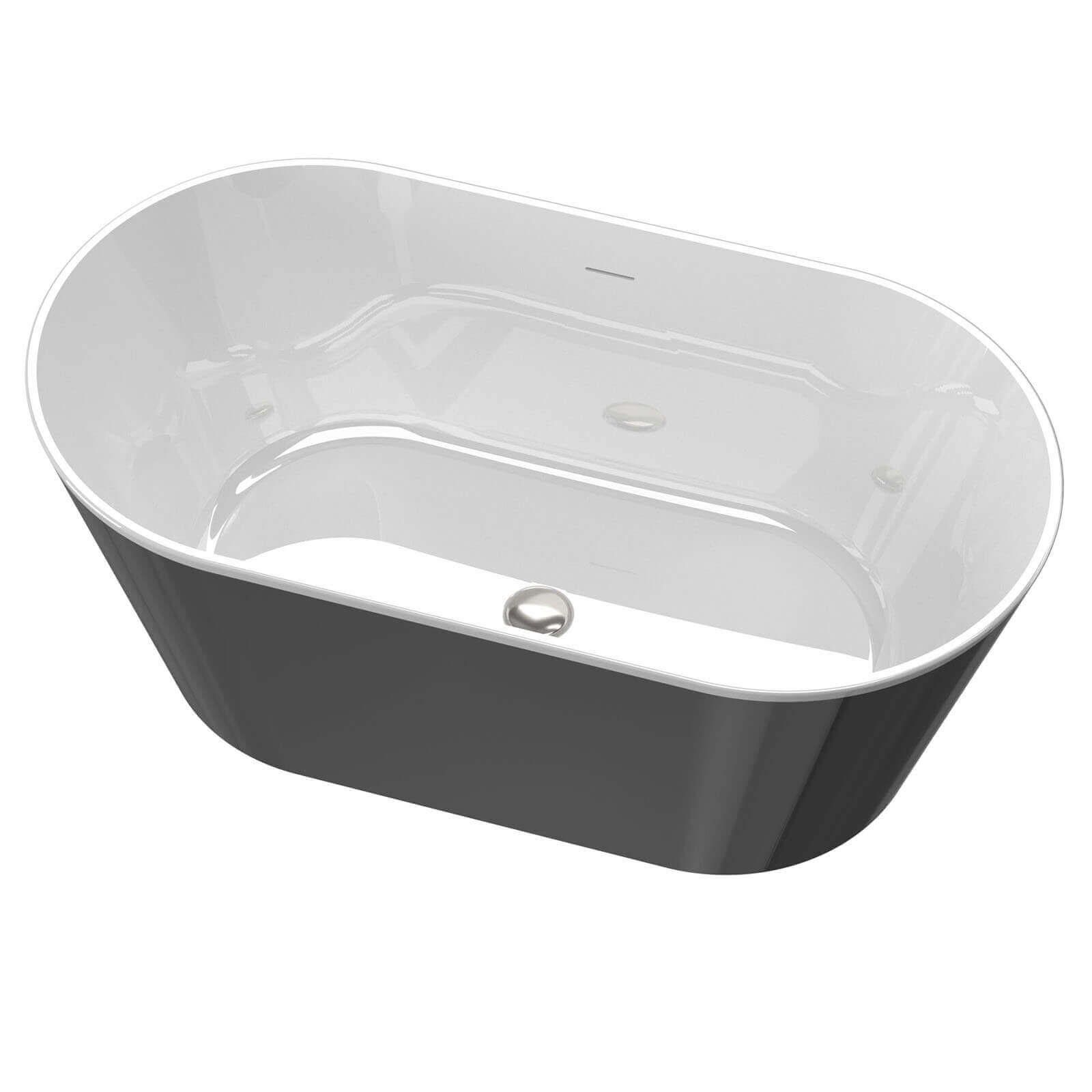 60 in Black and White Acrylic Freestanding Soaking Tub