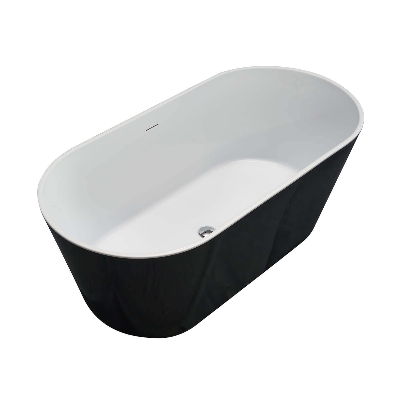 60 inch Black and White Oval Acrylic Soaking Tub