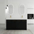 60" Black Chestnut Freestanding Bathroom Vanity with Double Resin Sinks Soft Close Doors