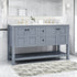 61 Blue Gray Bathroom Vanity with Marble Top and Open Shelf