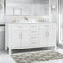 61 in White Freestanding Bathroom Vanity with Marble Top