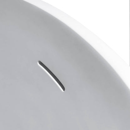 66 in Matte White Egg Shape Solid Surface Tub Overflow Diagram