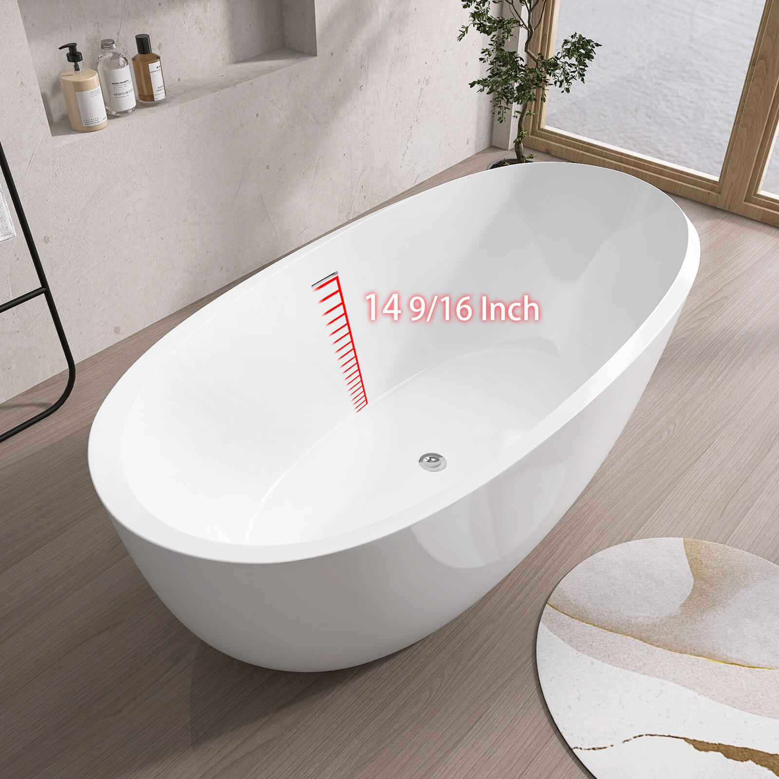 67 Acrylic Two Head Bathtub with Center Overflow Location Instructions