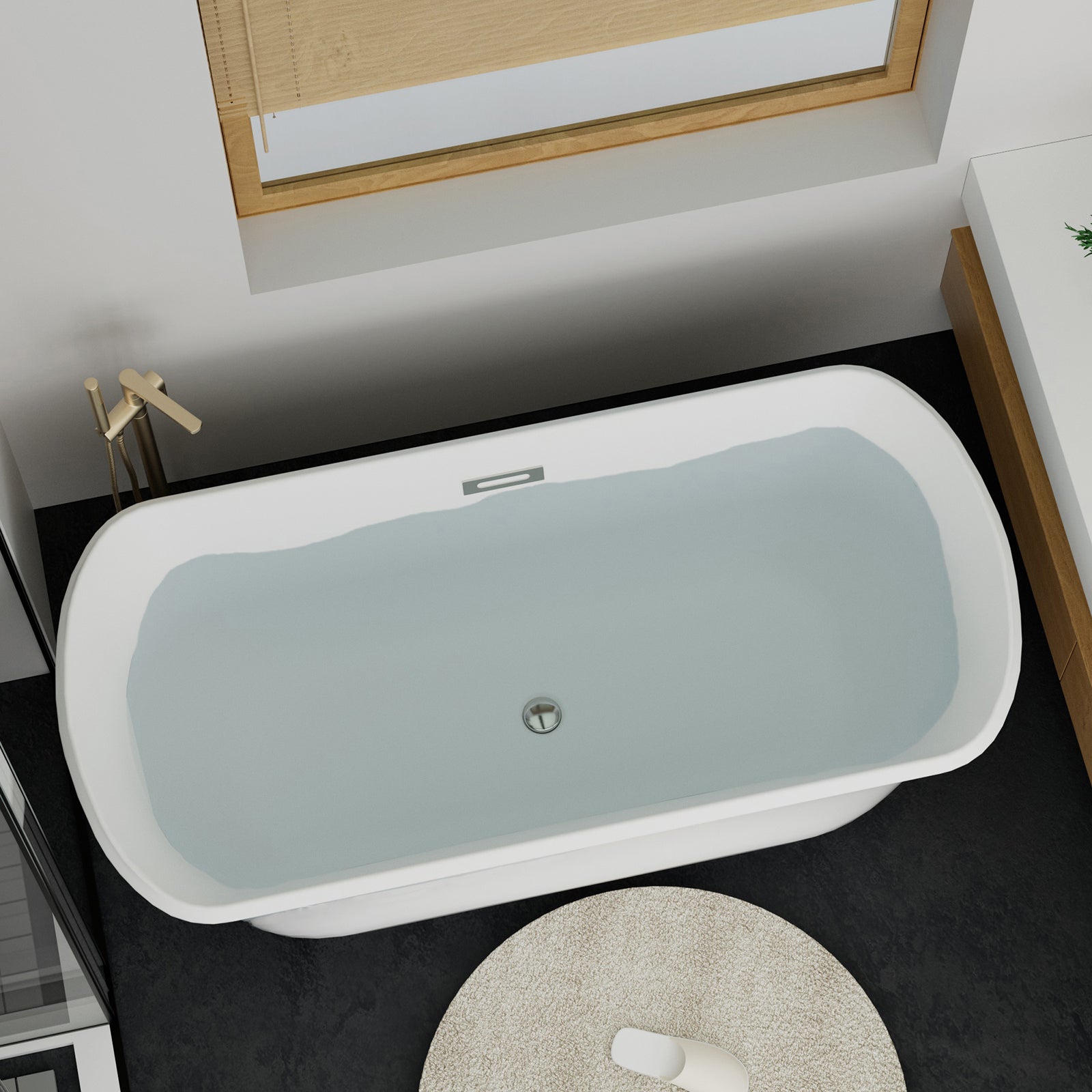 67 inch rectangular pedestal bathtub in white