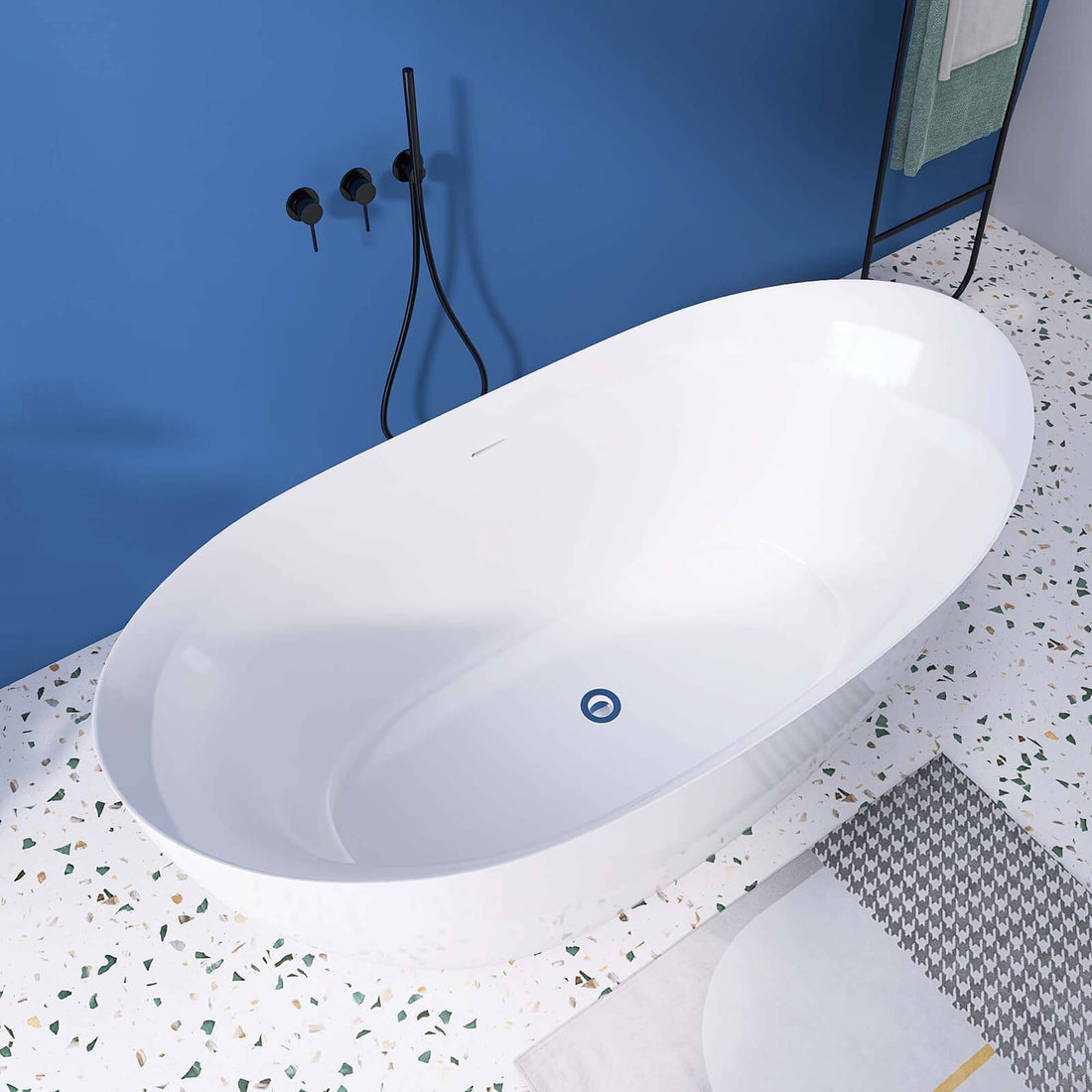 68 inch acrylic glossy white double slipper bathtub