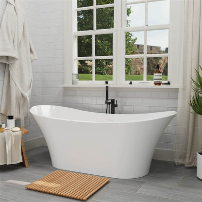 69 inch double slipper freestanding bathtub for luxurious deep soaking