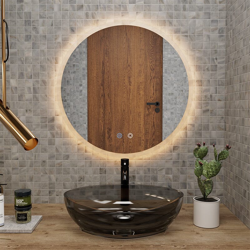 Frameless vanity deals mirror with lights