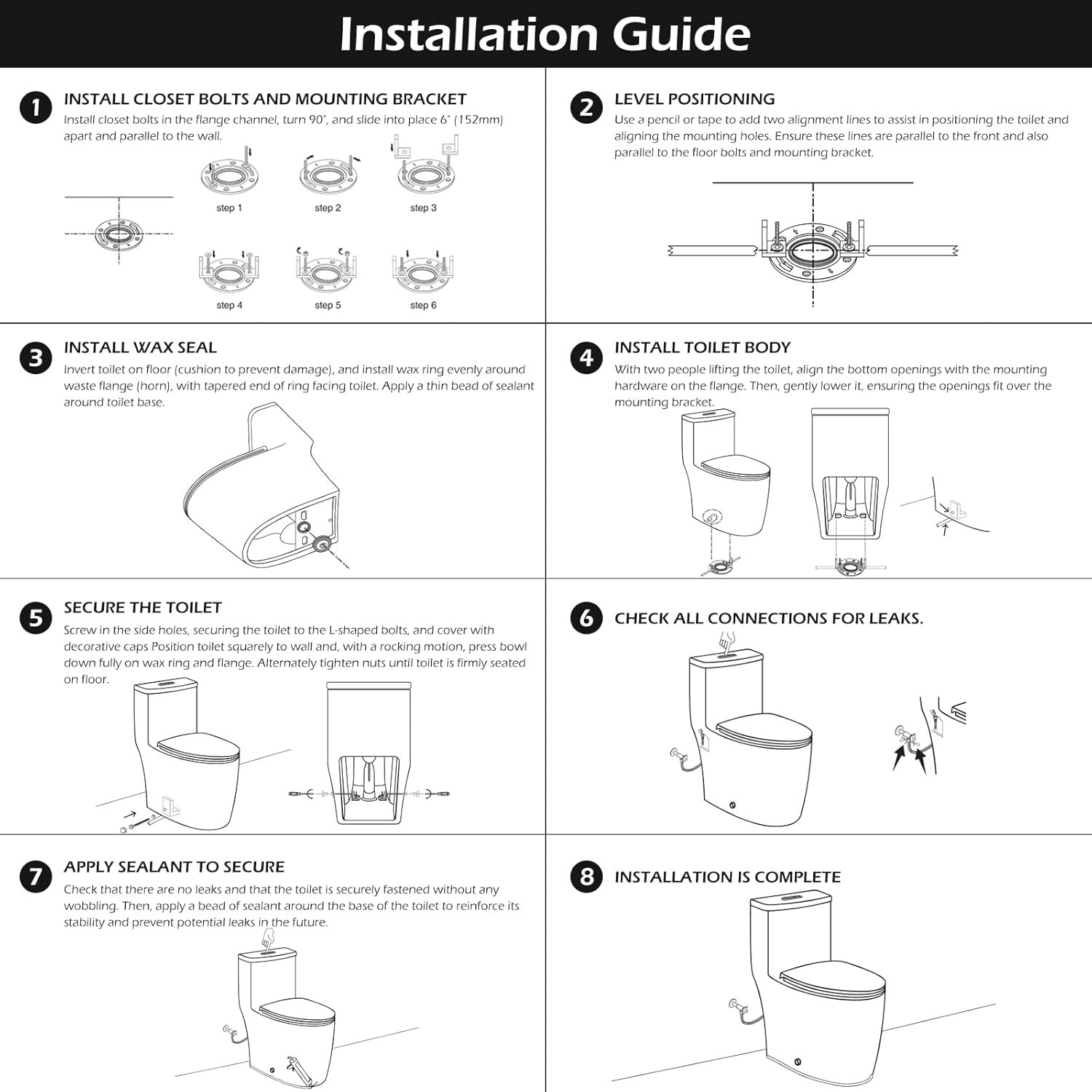 One-Piece Floor Mount Toilet 1.1GPF/1.6 GPF Siphon Jet Dual Flushing with Toilet Seat