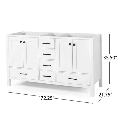 73 Inch Poplar Bathroom Vanity Cabinet with 6 Drawers Dimensions Specifications