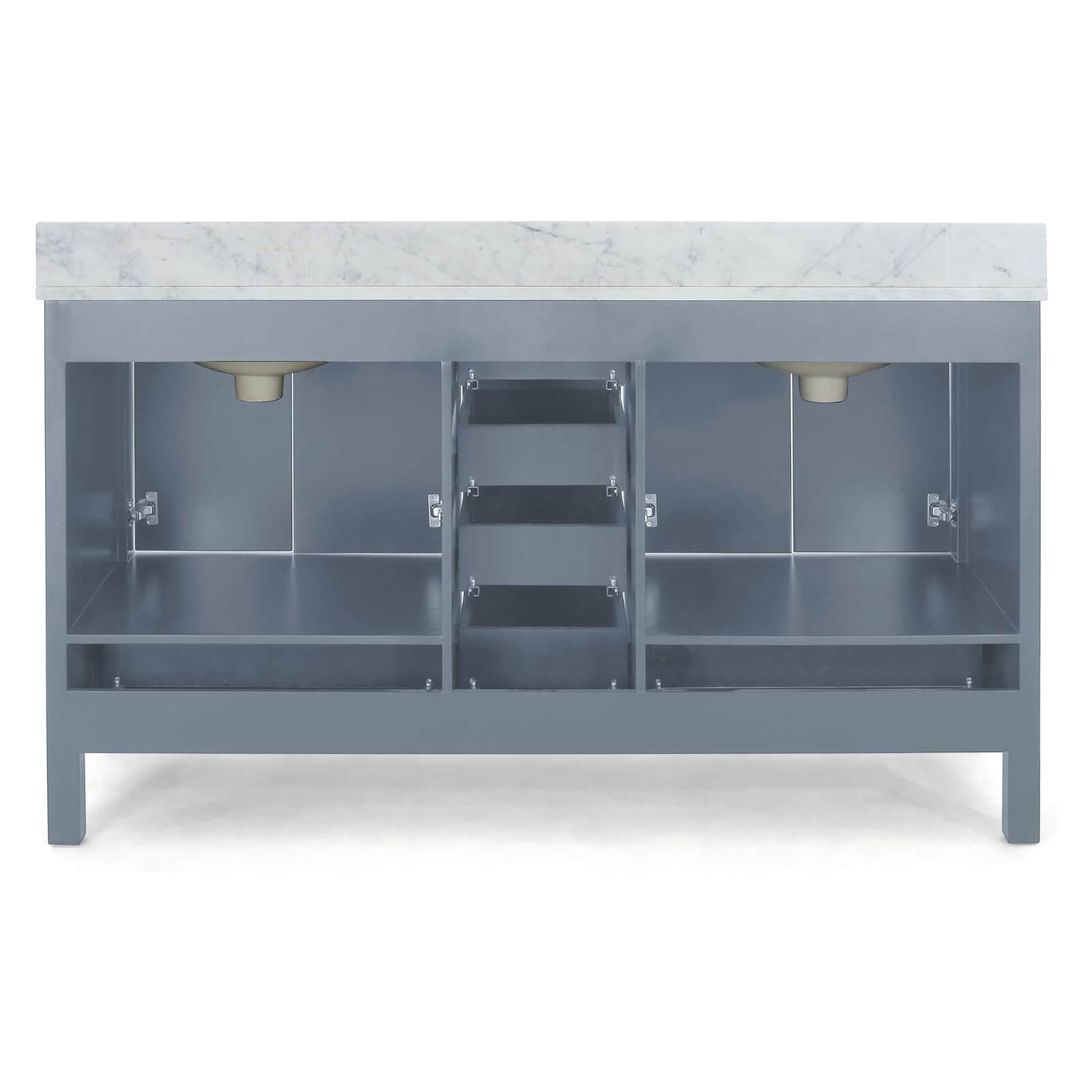 73 inch Bathroom Vanity with Grey Poplar Wood Cabinet_ Ceramic Sink_ and Marble Top