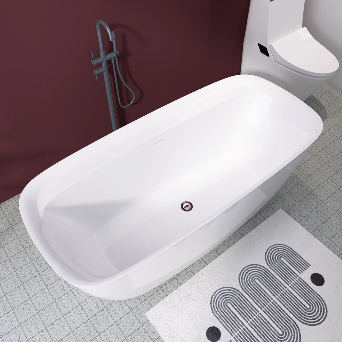 67&quot; acrylic wide edge deck bathtub with 120° backrest design