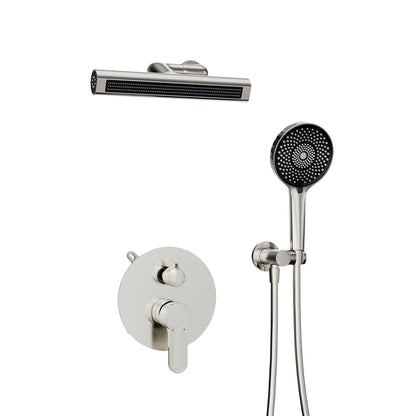 8&quot; Shower Systems with adjustable 3-Spray Cylindrical Shower Head And 6-Spray Handheld, Wall Mount