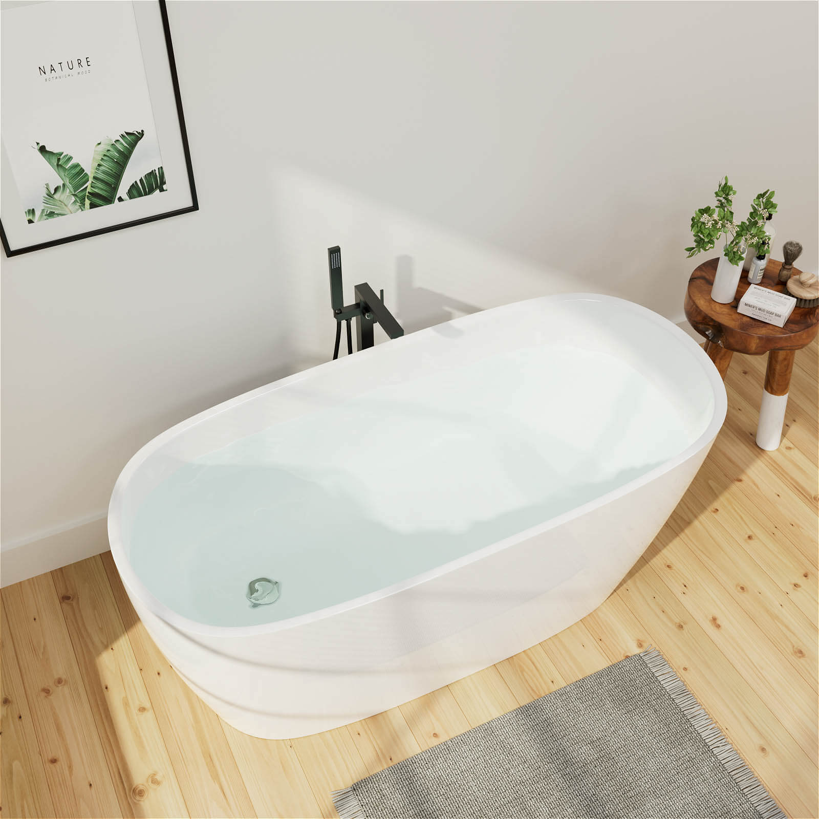 Acrylic 59 Inch Modern Single Slipper Bathtub