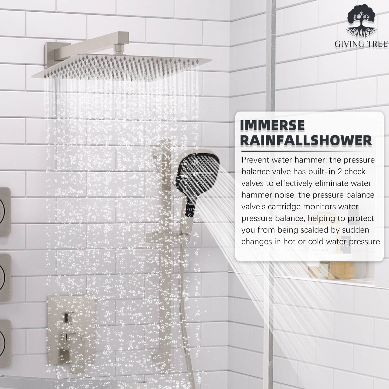 Adjustable Shower System with Pressure Balance Valve for Safety