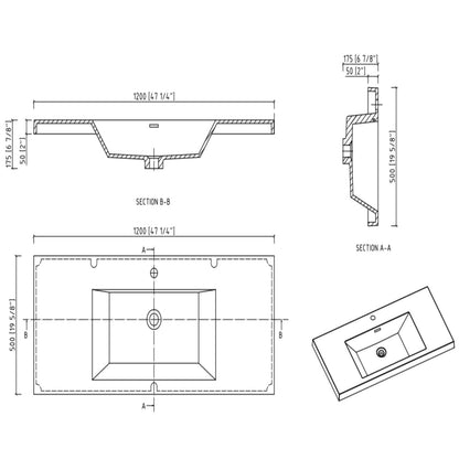 Ash Gray 48&quot; Vanity with Wall Mount Sink Size