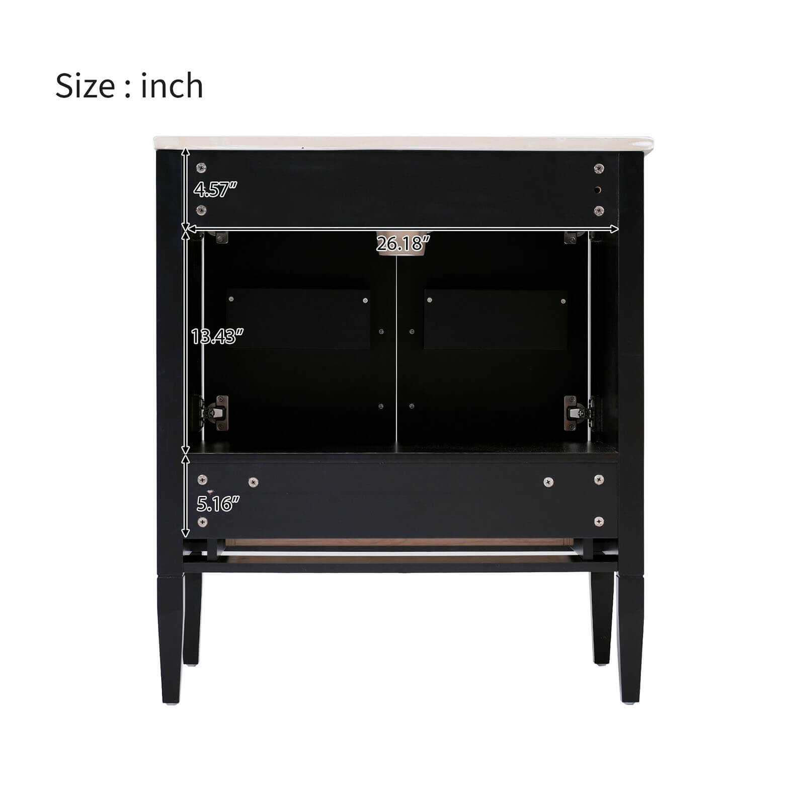 Back dimensions of 30 inch bathroom vanity with built in hidden drawers