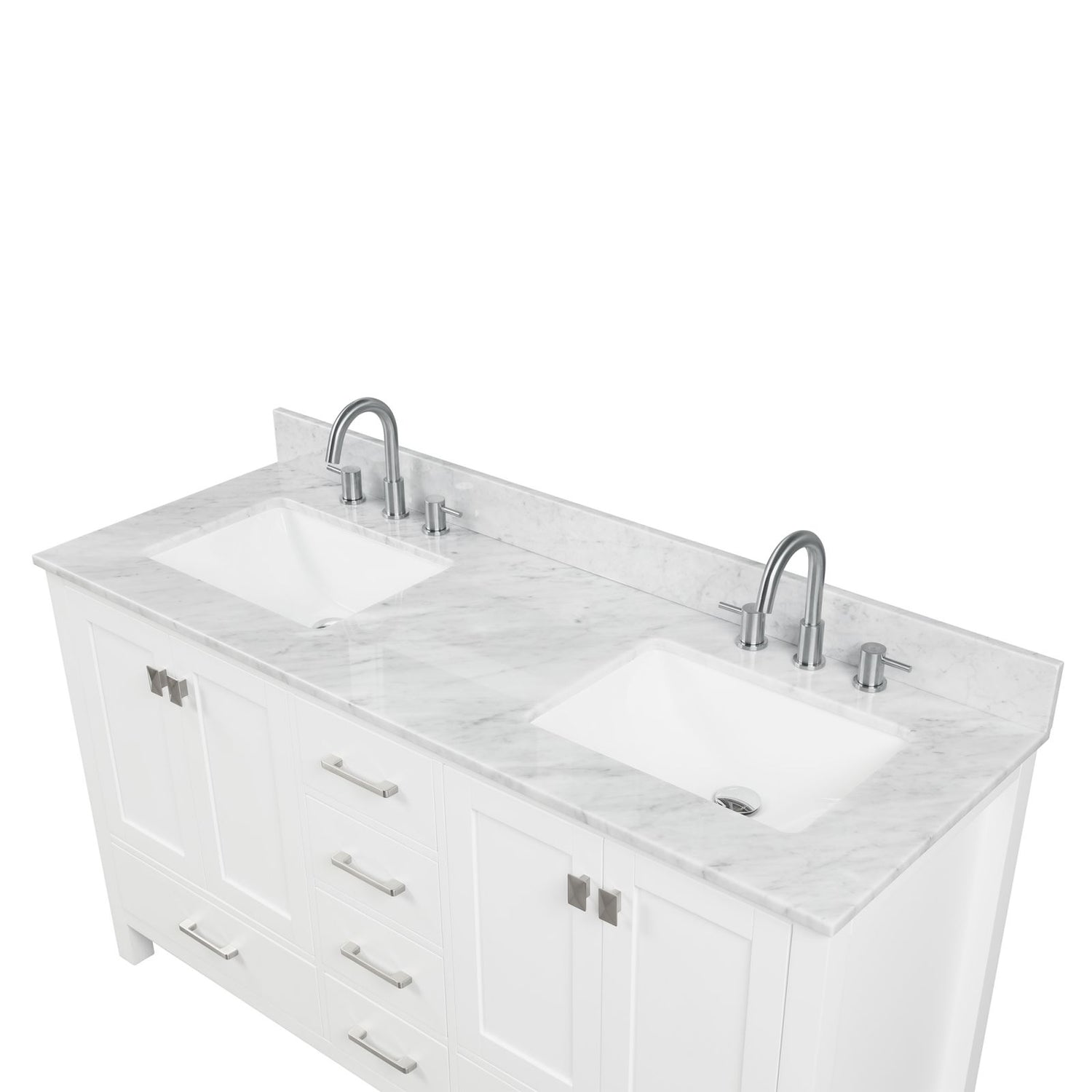 Bathroom Freestanding 60&quot; Double Sink Vanity with Marble Countertop White