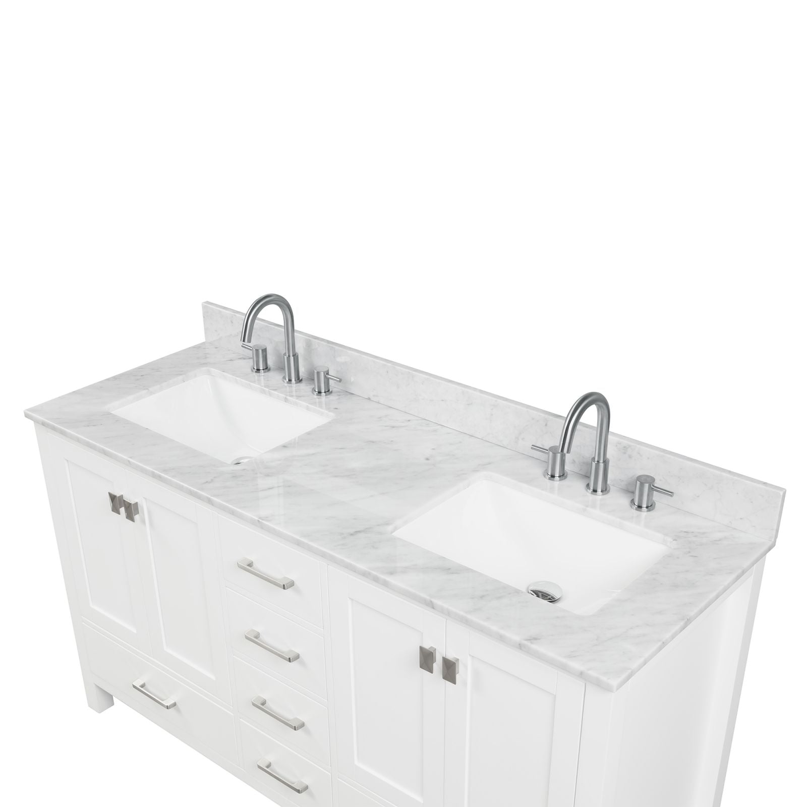 Bathroom Freestanding 60&quot; Double Sink Vanity with Marble Countertop White