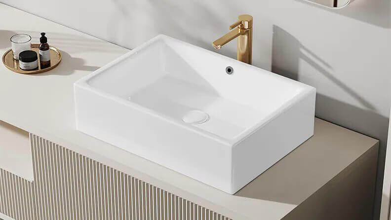 Bathroom vanity tops made of ceramic materials