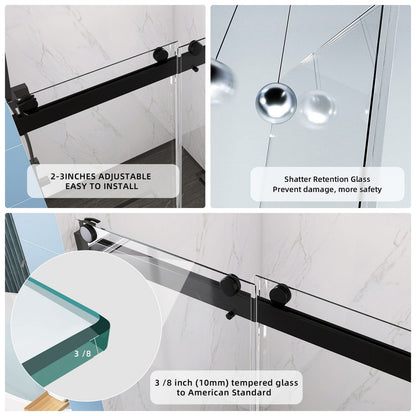 Black 57 60 Width 79 Frameless Double Sliding Shower Door Handle