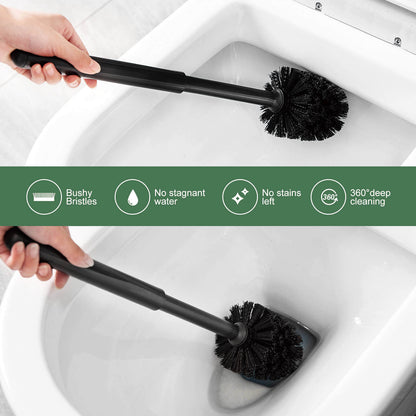 Black Toilet Brush and Plunger Set for Toilet_ Shower_ and Sink Clogs