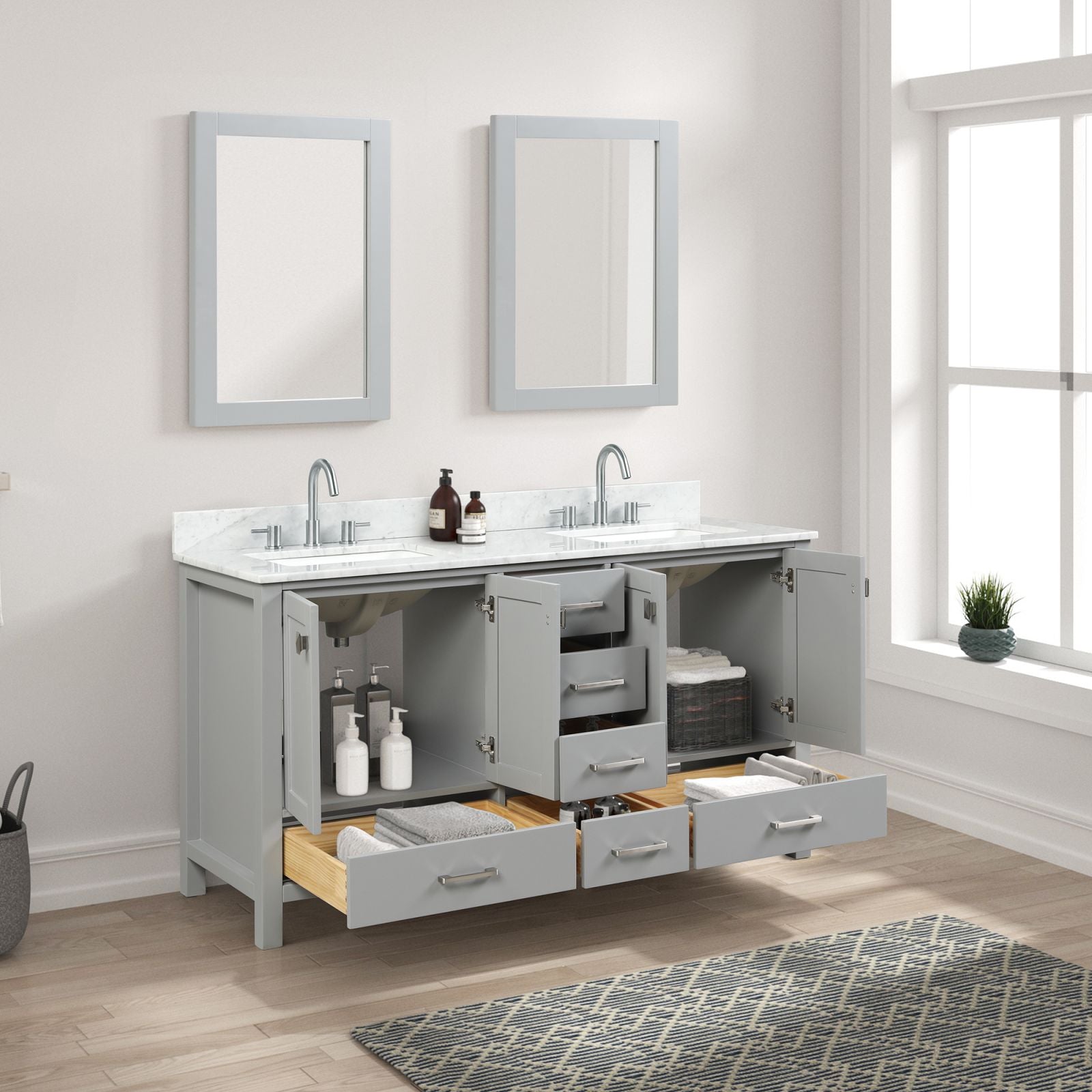 Blossom 60&quot; Freestanding Double Sink Vanity with Drawers