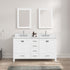 Blossom 60" White Freestanding Double Sink Vanity with Drawers and Carrara Marble Countertop