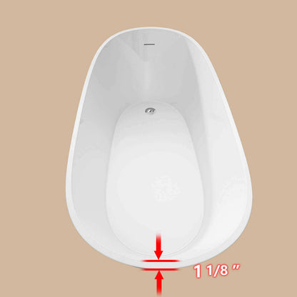 Bright White 67 Acrylic Reversible Single Slipper Tub Rim Thickness