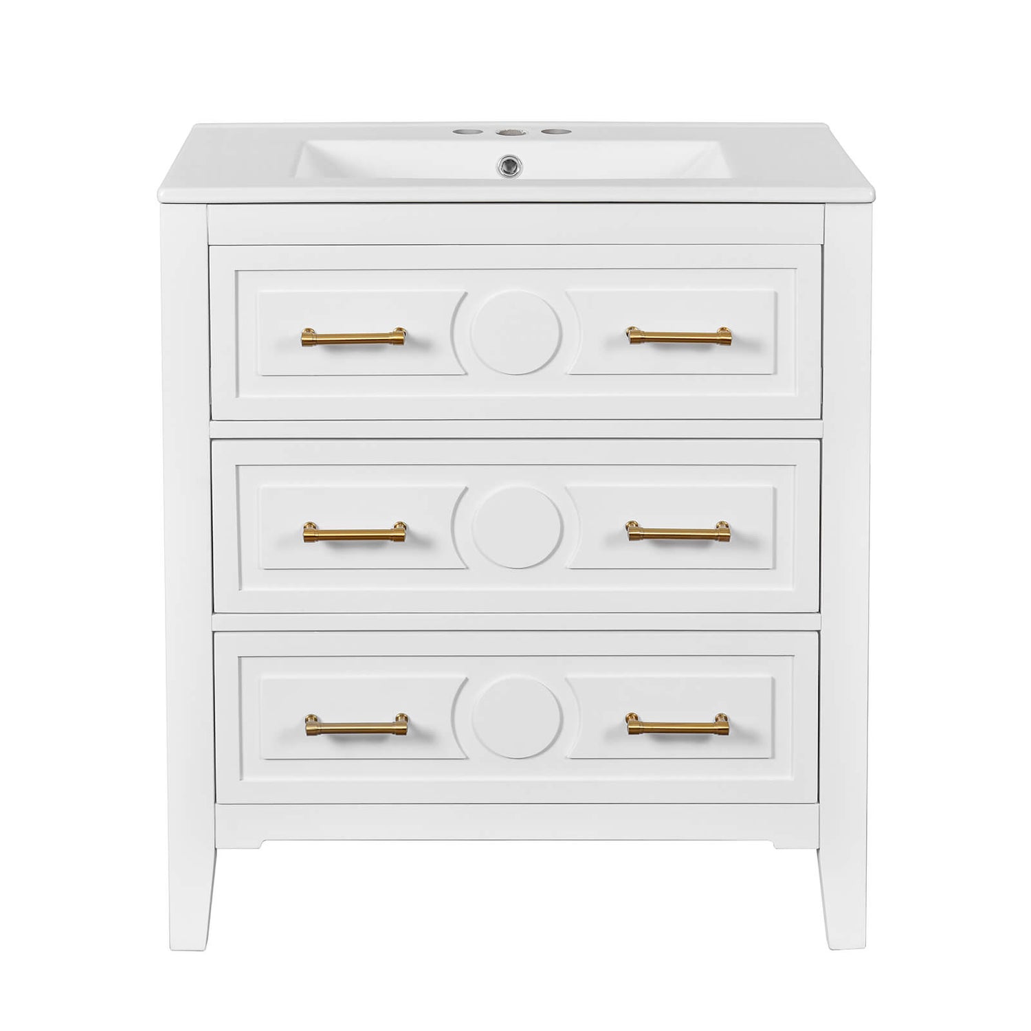 Classic White Vintage Bathroom Vanity with Solid Wood Legs